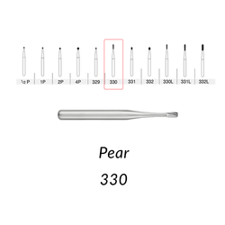 SS White Carbide Burs. FG-330 Pear Shape. 10 pcs.