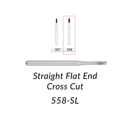 SS White Carbide Burs. FG-558-SL Straight Flat End Crosscut. 5 pcs.