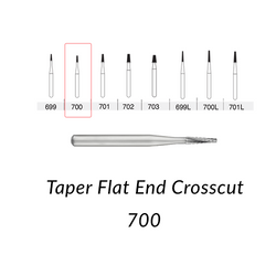 SS White Carbide Burs. FG-700 Taper Flat End Crosscut. 10 pcs.