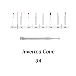 SS White Carbide Burs. RA-34 Inverted Cone. 10 pcs
