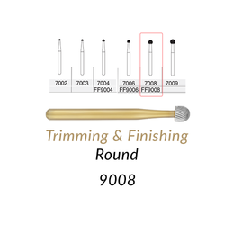 SS White Carbide Burs. FG-9008 30 Blades FF Round Trimming & Finishing. 5 pcs.