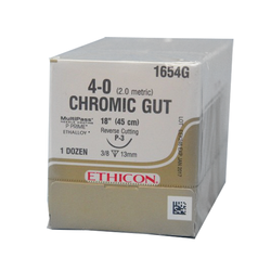 Ethicon Sutures. Chromic Gut. 1654G 4-0 P-3 18" 12/Box