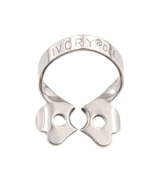 Rubber Dam Clamps (Ivory). Winged Bicuspid, Elongated small neck, 0