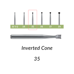 Carbide Burs. FG-35 Short Shank Inverted Cone. 10 pcs.