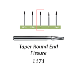 Carbide Burs. RA-1171 Taper Round End Fissure. 10 pcs.