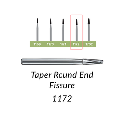 Carbide Burs. RA-1172 Taper Round End Fissure. 10 pcs.