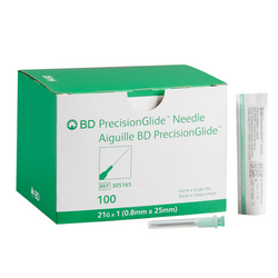 PrecisionGlide Hypodermic Needle 21Gx1" Green Conventional 100/Box