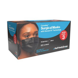 Crosstex Earloop Mask with Secure Fit Technology, ASTM Level 3, Black, 50/Box