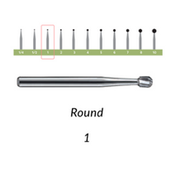 Carbide Burs. RA-1 Round. Pack of 100/Bag