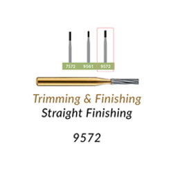 Carbide Burs. FG-9572 30 blades, Straight Finishing T&F, Pack of 100/Bag
