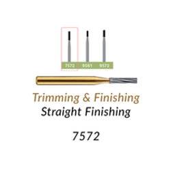 Carbide Burs. FG-7572 12 blades, Straight Finishing T&F, Pack of 100/Bag