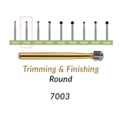 Carbide Burs. FG-7003 T&F 12-blades Round. Pack of 100/Bag