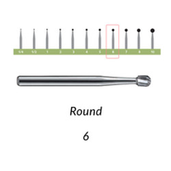 Carbide Burs. FG-6 Short Shank Round. Pack of 100/Bag