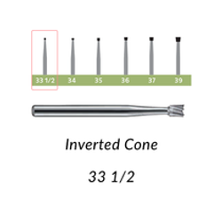Carbide Burs. RA-33.5 Inverted Cone. Pack of 100/Bag