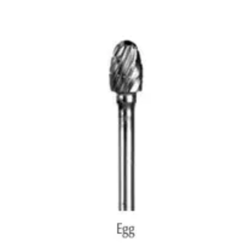 Egg,  1/4" Head Dual Cut Regular HP Carbide Bur, 1/8" Shank