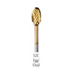 Egg/Oval (52C) TNT-Coated Dual Cut Fine HP Carbide Bur
