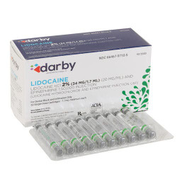 Lidocaine HCl 2 and Epinephrine, , 1:50,000, 50/Box, Green