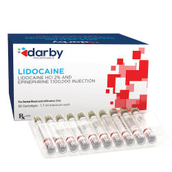Lidocaine HCl 2 and Epinephrine, , 1:100,000, 50/Box, Red
