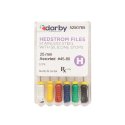 Hedstrom Files with Silicone Stops, 25mm, Assorted #45-80, 6/Pkg.