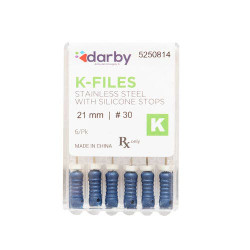 K-Type Files, 21mm, #30, 6/Pkg