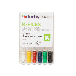 K-Type Files, 21mm, Assorted  #15-40, 6/Pkg