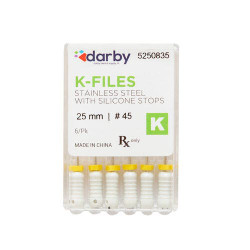 K-Type Files, 25mm, #45, 6/Pkg