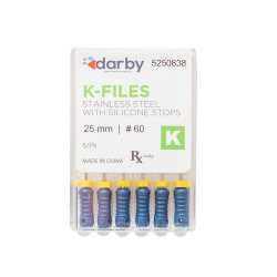 K-Type Files, 25mm, #60, 6/Pkg