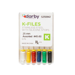 K-Type Files, 25mm, Assorted  #45-80, 6/Pkg