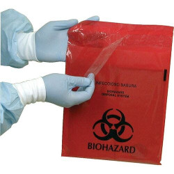 Infectious Waste Bags, 12" x 14", 2.6 Qt., 100/Box, Red
