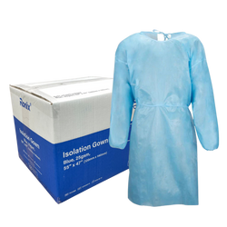 Premium Disposable Blue Isolation Gowns, 10/Pack