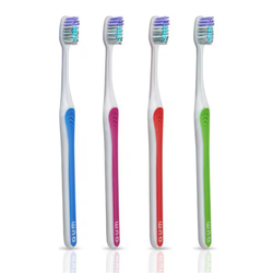 GUM Bright Care Soft Toothbrush Adult 30 Tuft Compact 4 Assorted Colors 12/Pk
