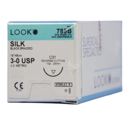 Sutures. Silk Thread. 785B 3-0 18" C-31 1/2 Circle 24mm 12/Pk