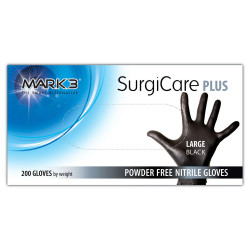SurgiCare Plus Black Nitrile Medium Gloves 3.0 MIL 200/Box
