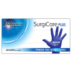 SurgiCare Plus Blue Nitrile Medium Gloves 3.0 MIL  200/Box