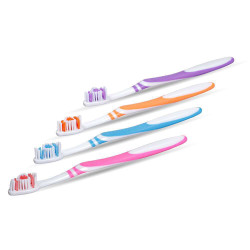 Toothbrush Premium Adult Soft Bristles with Contoured Head Assorted Colors 72/Box
