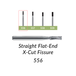 Carbide Burs. FG-556 Straight Flat-End X-Cut Fissure. 10 pcs.