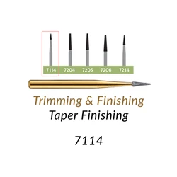 Carbide Burs. FG-7114 T&F 12-blades Taper Finishing. 10 pcs.