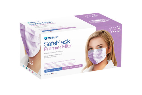 Medicom Safe Masks Premier Elite ASTM Level 3 Lavender 50/Box