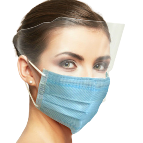 Medical Grade ASTM 3 Blue Masks WITH SHIELD 25/Pack By Unipack/Dukal
