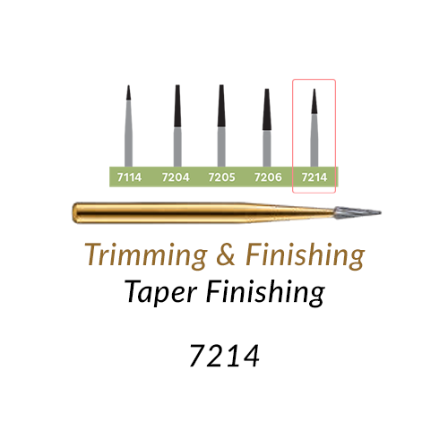 Carbide Burs. FG-7214 T&F 12-blades Taper Finishing. 10 pcs.