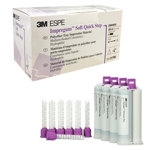 Impregum Garant Soft Quick Step Tray Refill: 4 - 50 mL Cartridges and 10 Garant Mixing Tips (Purple)