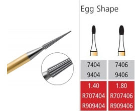Alpen FG #7406 - 12 Flute Egg Shaped Trimming and Finishing Bur, pack of 5 burs