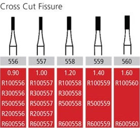 Alpen FG #556 SL (Surgical Length) Straight Fissure Cross Cut Carbide Bur