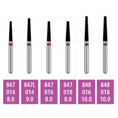Alpen x1 FG #847.014 Fine Grit, Flat End Taper, Single Use Diamond Bur. Package