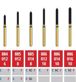 Alpen FG #884.012 Coarse Grit, Beveled Cylinder Diamond Bur. Package of 5 Burs