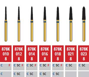 Alpen FG #878K.016 Coarse Grit, Curettage Diamond Bur. Package of 5 Burs