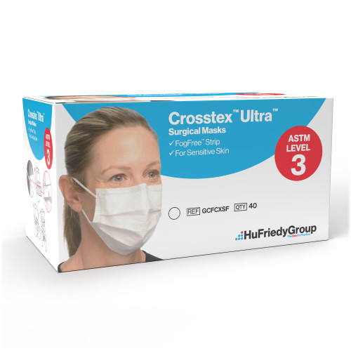 Ultra Sensitive FogFree Level 3 Earloop Face Mask - White 40/Box. Fluid