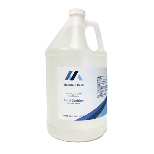 Infection ControlMountain Peak Liquid Hand Sanitizer + Pump 80% Alcohol (1Gal/Jug) Made in USA