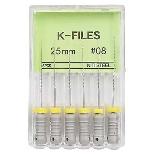 House Brand #8, 25 mm stainless steel ISO standard K-File with color-coded