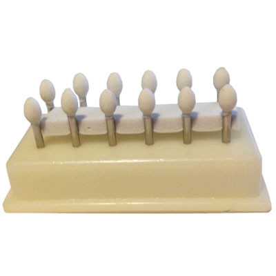 House Brand FL3A FG White Mounted Stone, 12/Pk. Egg shaped finishing stones